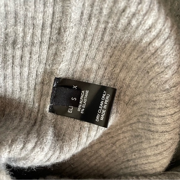 Eleven Six Alpaca Camilla Sweater S, Gray Ribbed Knit, Square Neck Long Sleeve - Picture 15 of 15